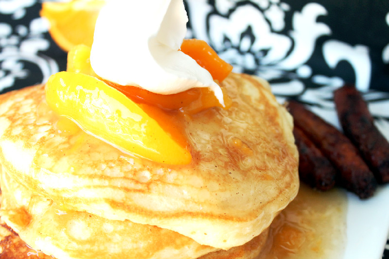 Creole Contessa Peach Cobbler Pancakes
