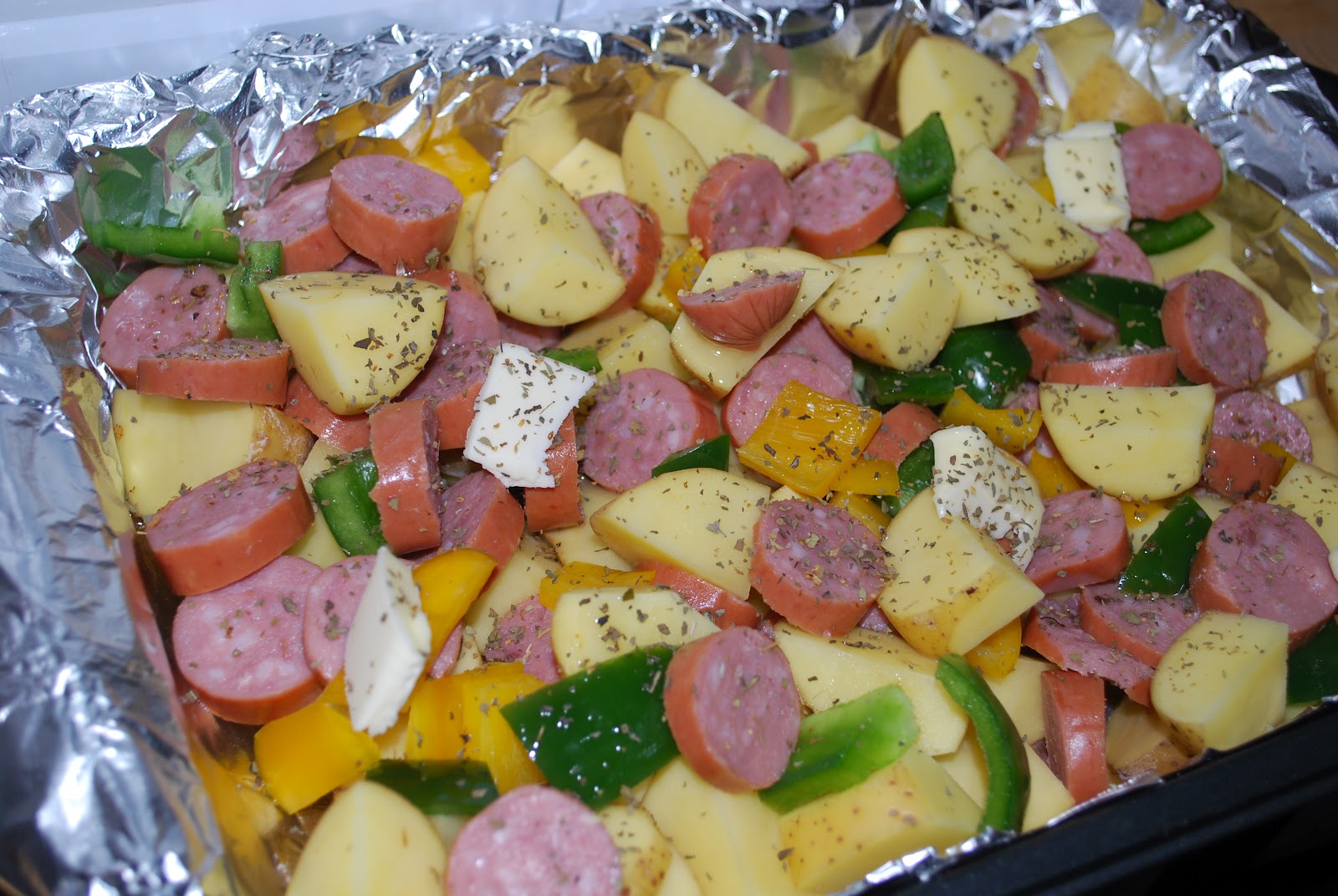 Smoked sausage and potato bake