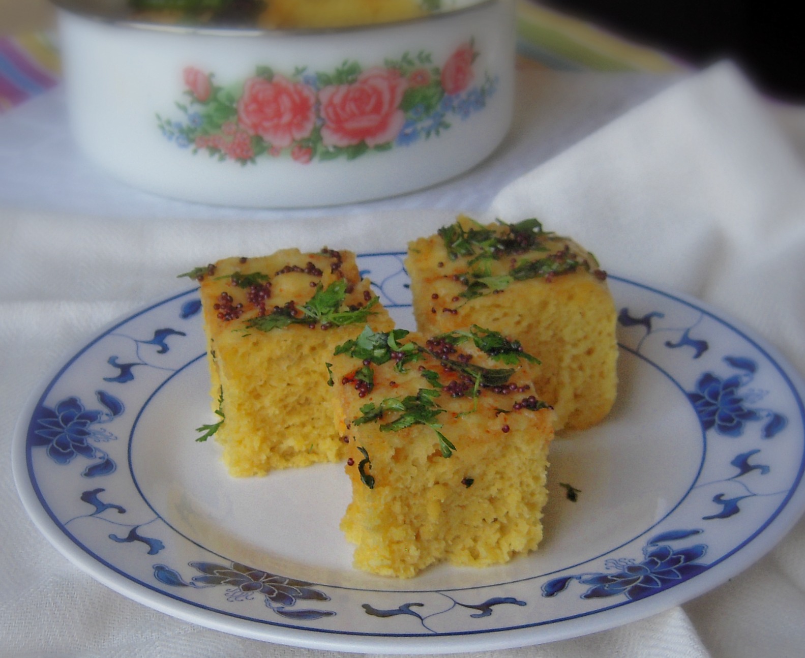 Jyoti's Pages Khaman Dhokla Savoury Steamed Spongy Chickpea Flour Cake