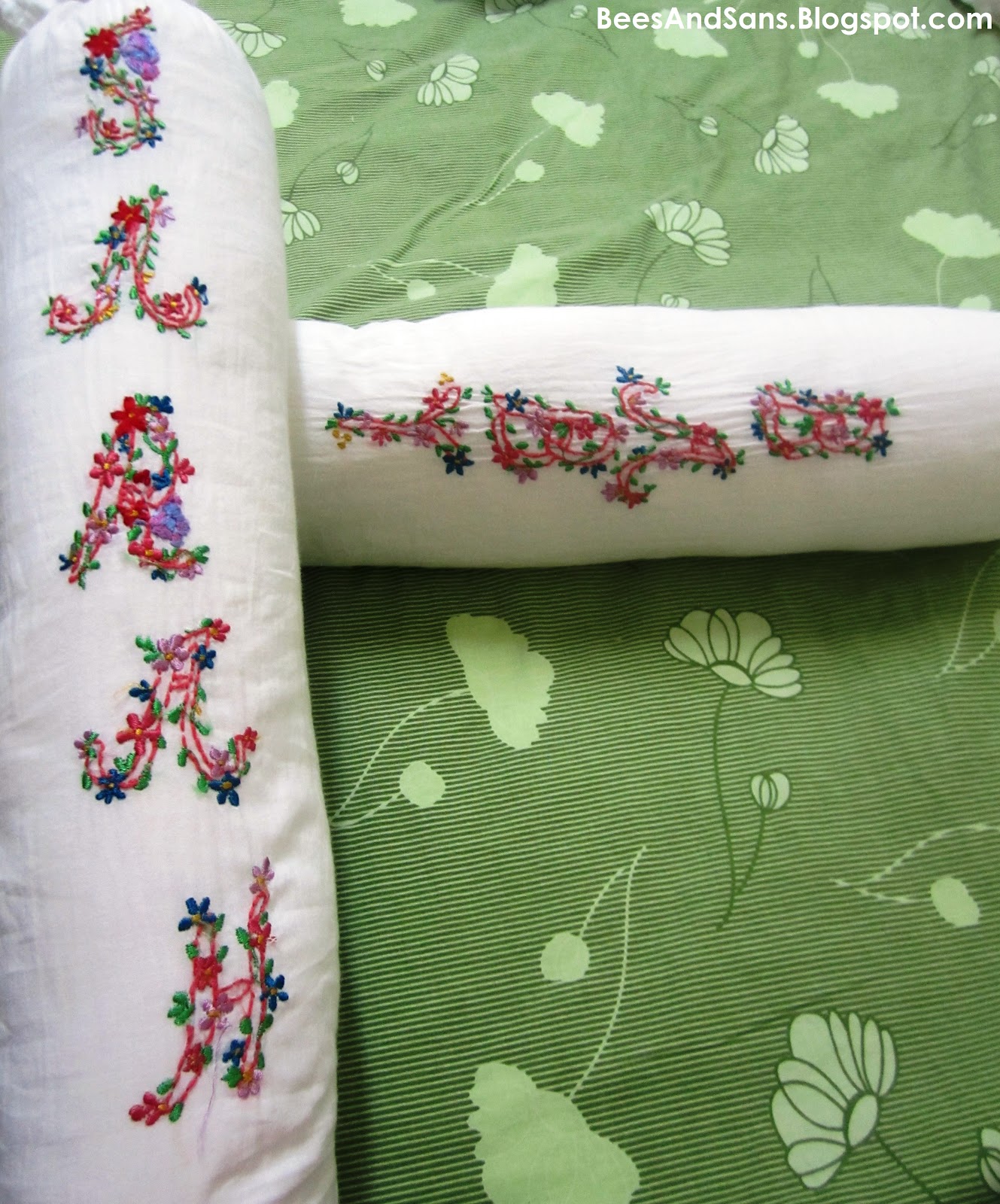 Bee's And San's: Hand and Machine Embroidered Baby Pillow Covers