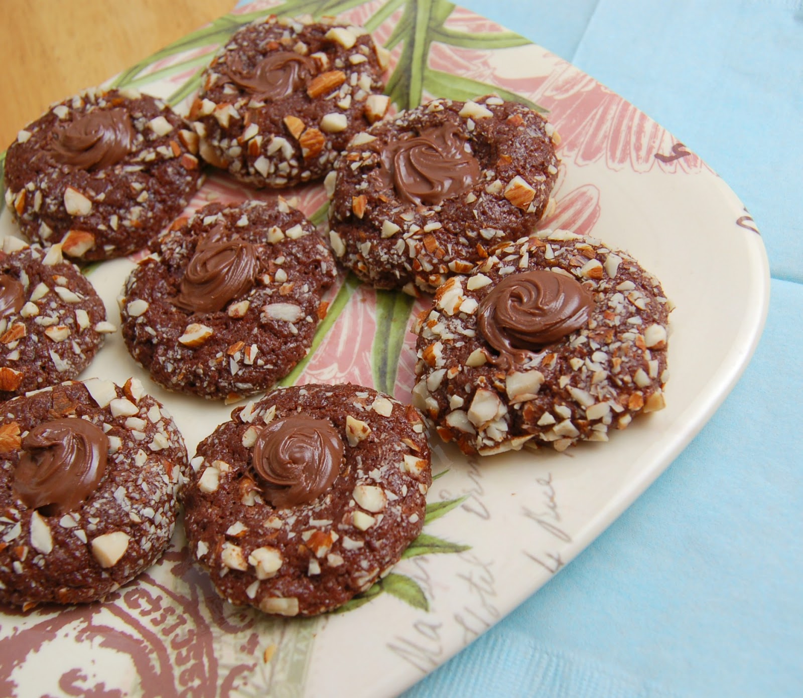 Fudgy ChocolateAlmond Nutella Thumbprint Cookies A Kitchen Addiction
