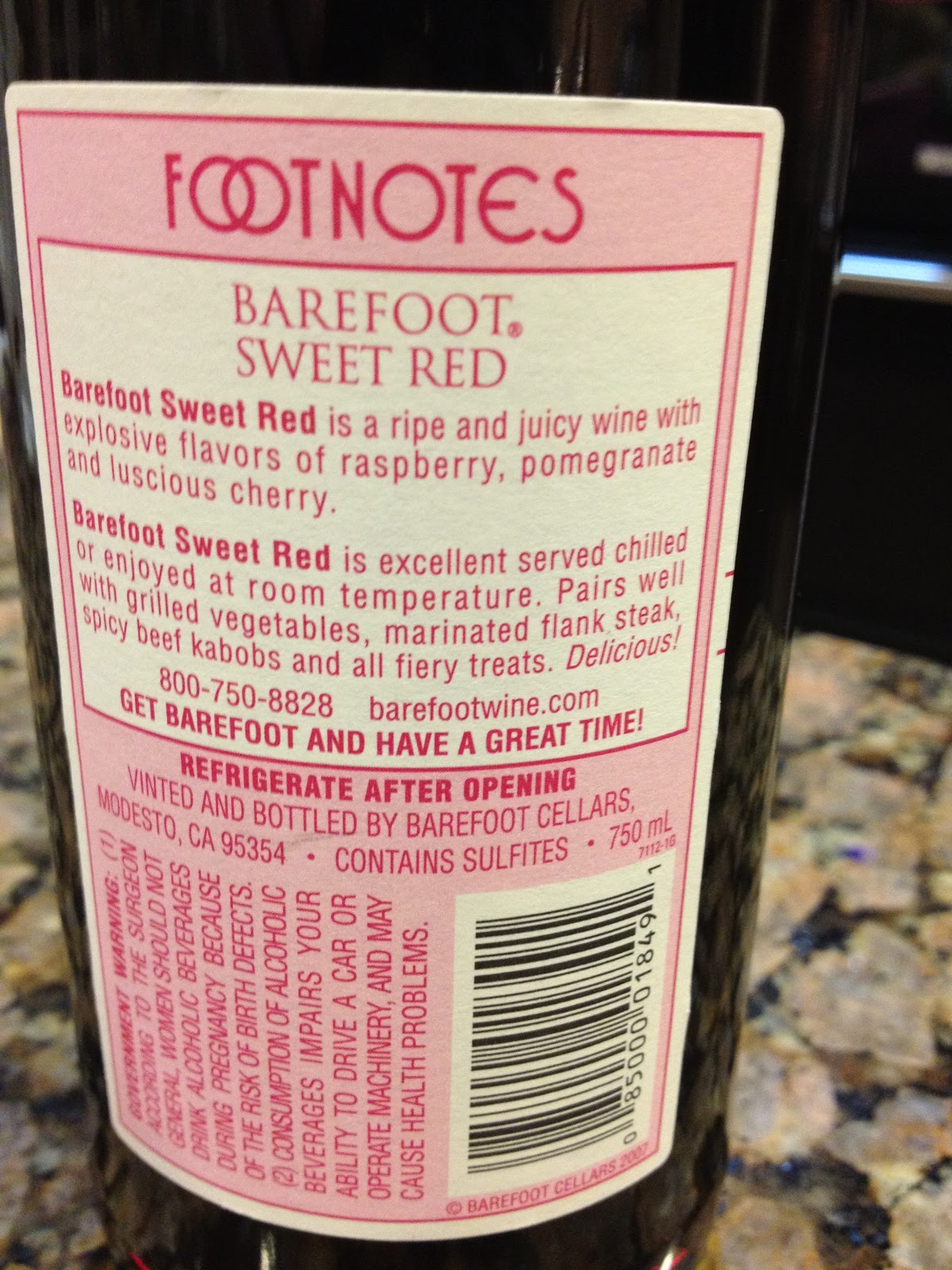 Kristen's Wine Blog Tasting Barefoot Sweet Red