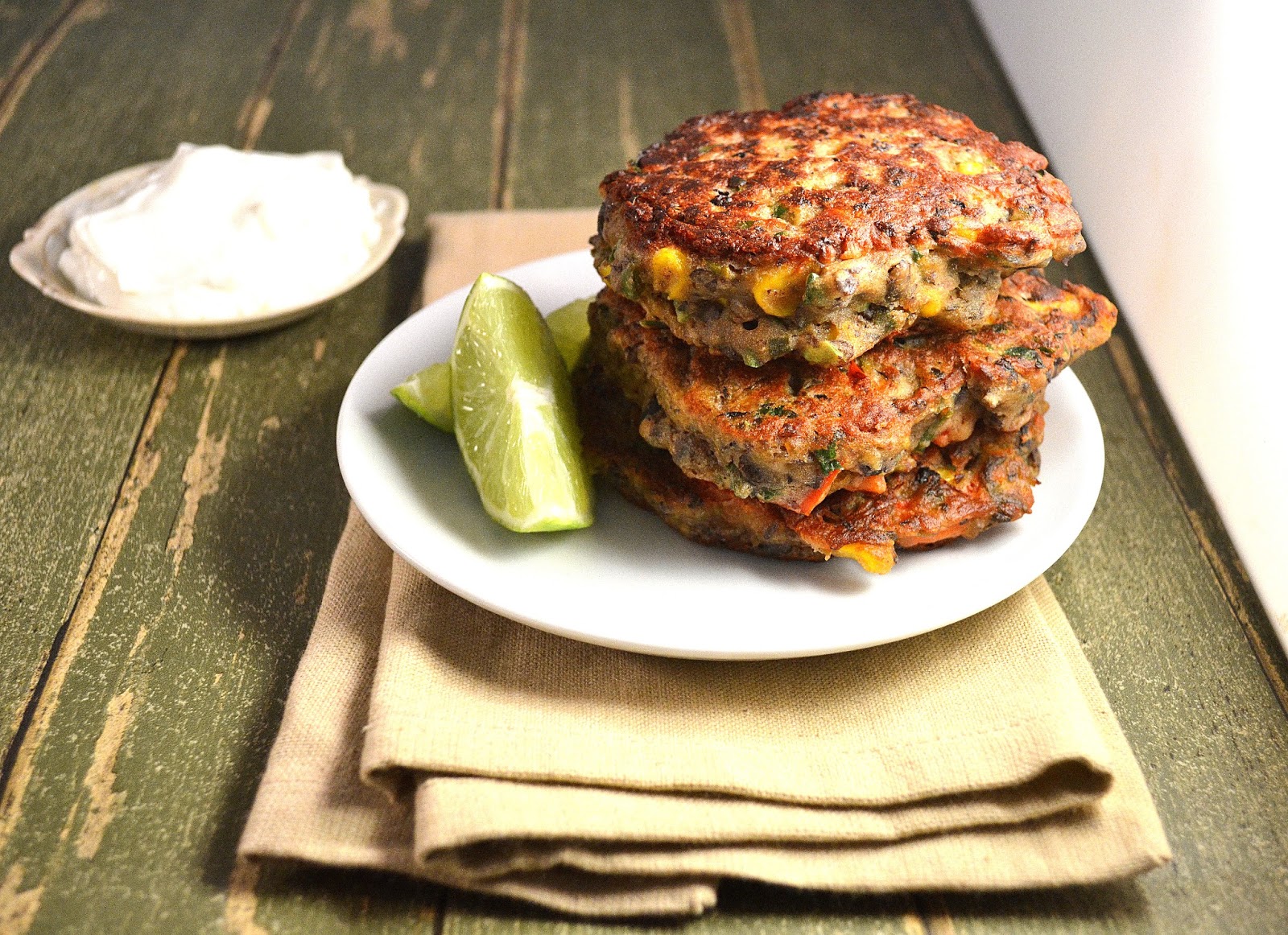 Jilly...Inspired Light & Crispy Mexican Corn and Black Bean Fritters