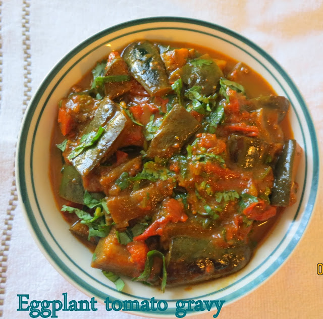 Simply Delicious Eggplant in Tomato Gravy/Tamatar Baingan(Kashmiri Style)