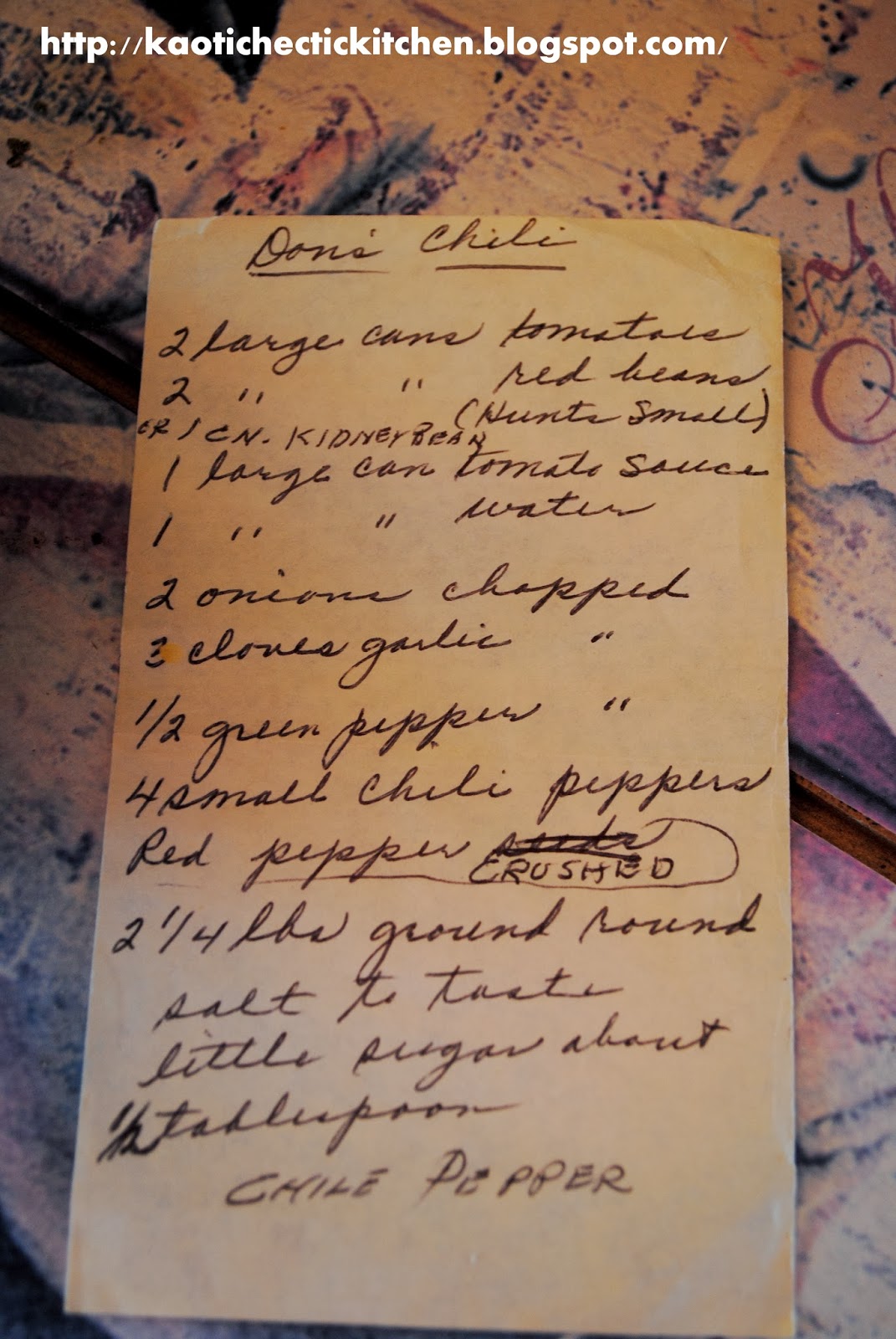 recipe roulette.. pop's chili