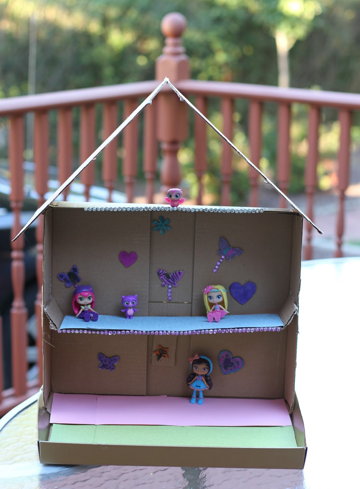 How To Make A Simple Dollhouse From A Cardboard Box & Fun with Little