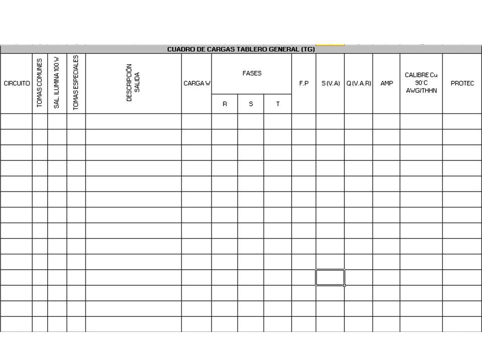 Ing. JOHN JAIRO CASTRO MALDONADO, M.Sc CUADRO DE CARGAS EN BLANCO
