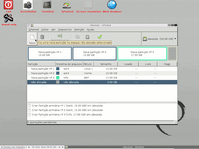 Criando partição estendida