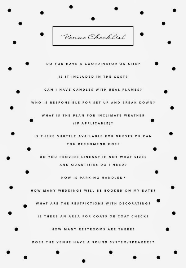 Wedding Wednesday Wedding Venue Checklist ! The Mama Notes