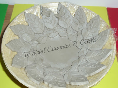 Greenware of ceramic leaf bowl by Ty Siriol