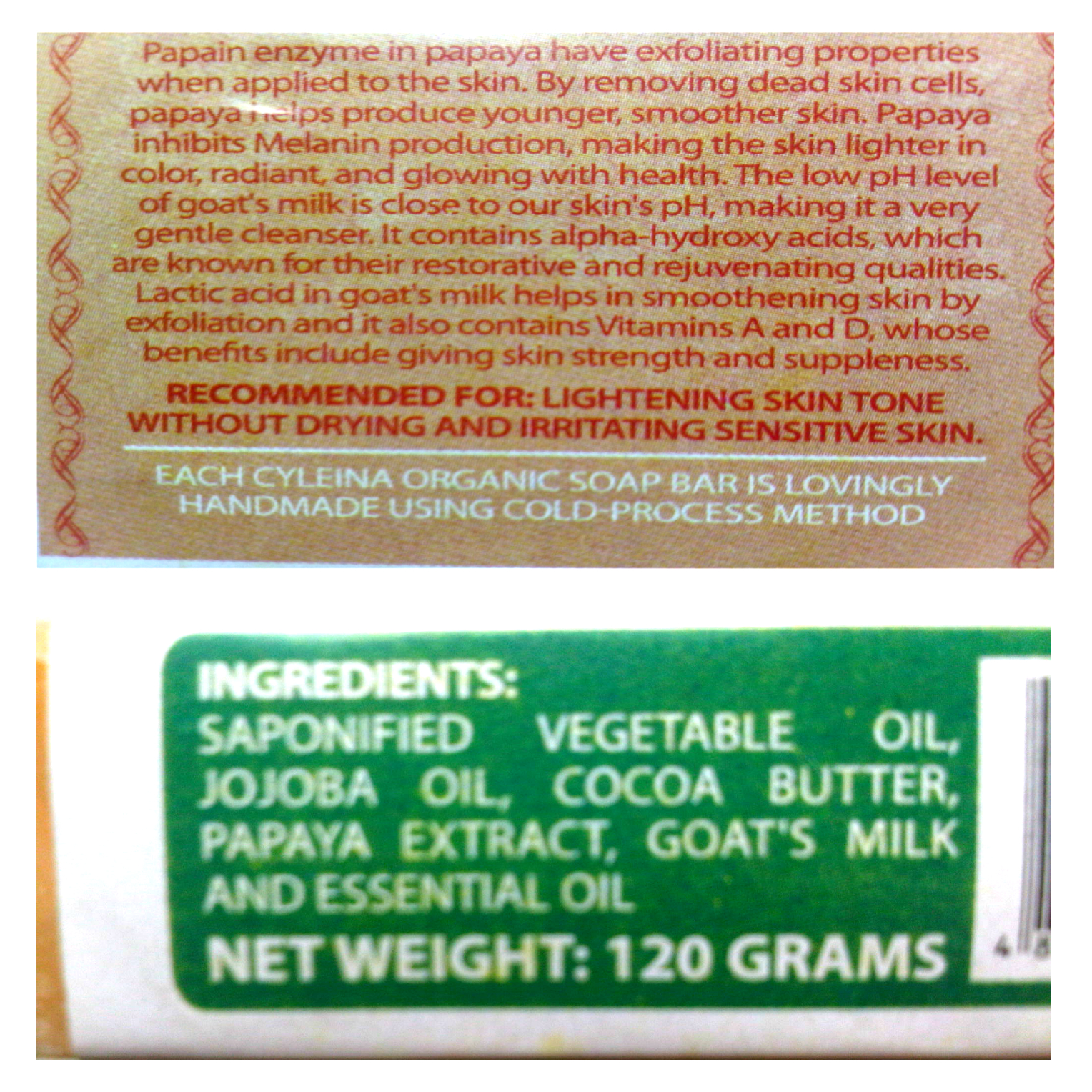 Pattoki Shop Cyleina Organic's Papaya & Goat's Milk Soap