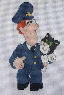 Postman Pat and Cat Framed Cross Stitch