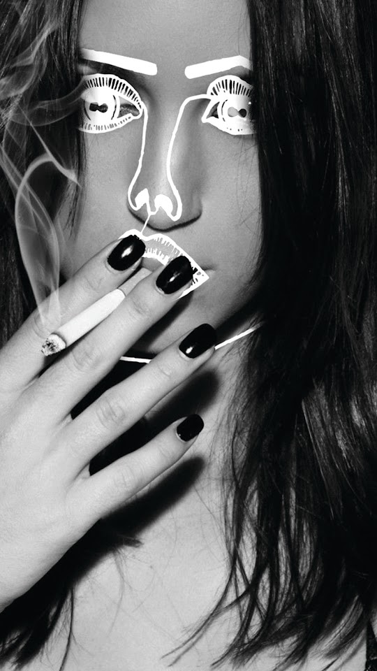 Disclosure Face Girl Smoking Black And White Android Wallpaper