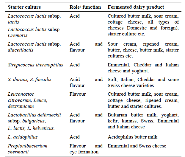 Role of Starters in Fermented Products Dairy Technology