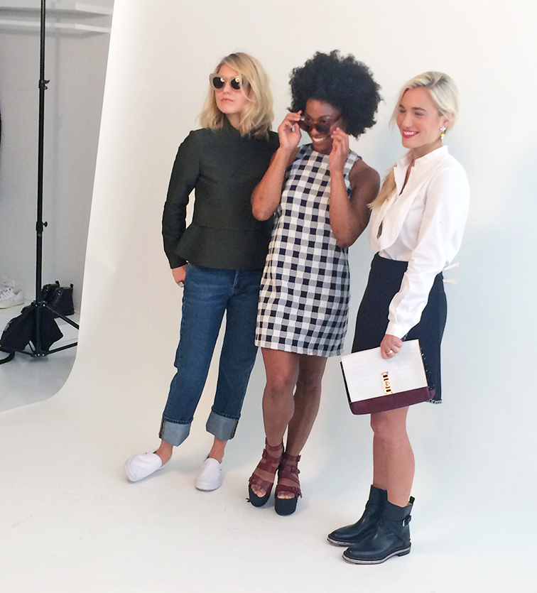 Along the Row for Keaton Row photo shoot with Angela Denae, Caroline Maglathlin, Hélène Heath, behind de scenes