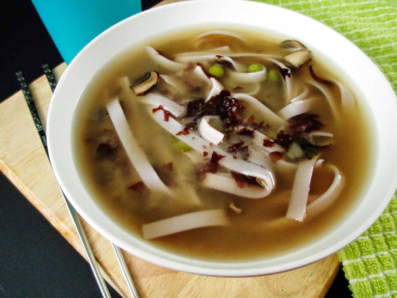 vegan 101 girl Miso Soup with Rice Noodles