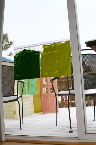 paint in ziplock bolsas taped to window