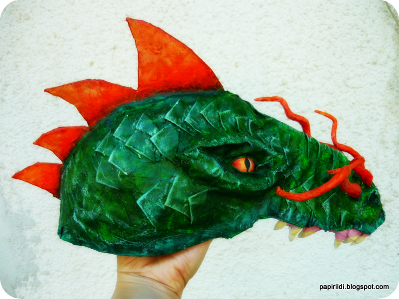 Ildi's papier mache Dan Reeder inspired dragon mask