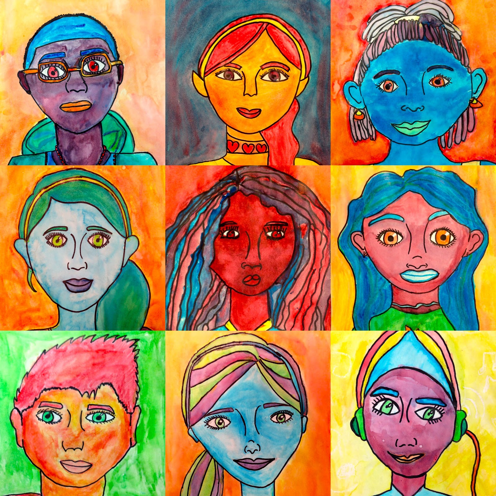 Sand Creek Star Gallery 5th Grade Pop Art Self Portraits!