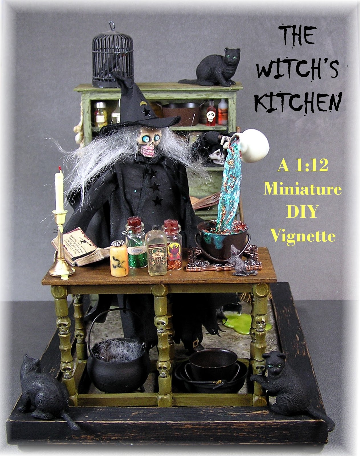 Dollhouse Newt Eyes Halloween Witches Brew Magic Potion Doll House Miniatures