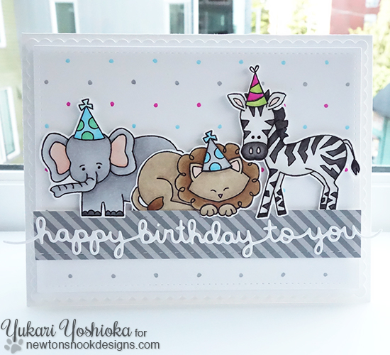 Zoo Animals Birthday Card by Yukari Yoshioka | Wild about Zoo stamp set by Newton's Nook Designs