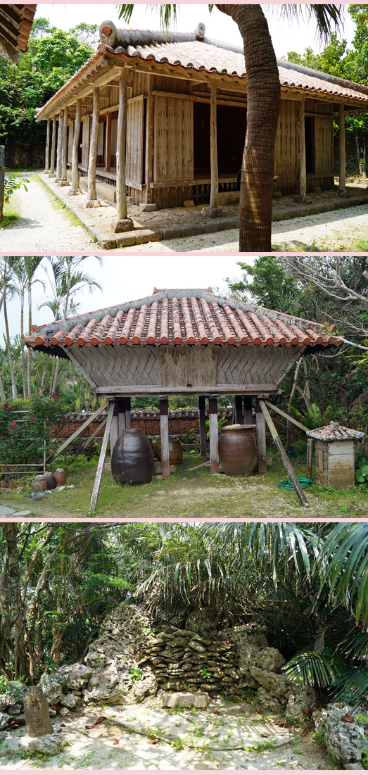 an old folk house, a warehouse, a small shrine(Utaki)