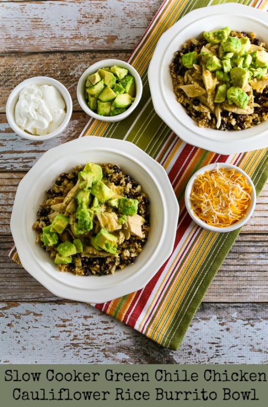 Slow Cooker Green Chile Chicken Cauliflower Rice Burrito Bowl Kalyn's