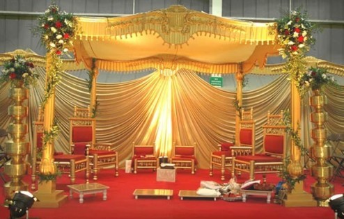 Wedding Stage decoration Golden Wedding Stage