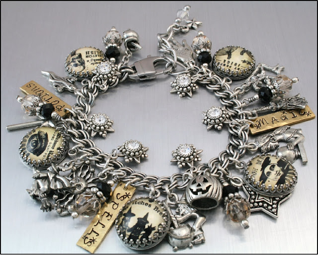 halloween jewelry, halloween charm bracelet, potion jewelry, star charm bracelet