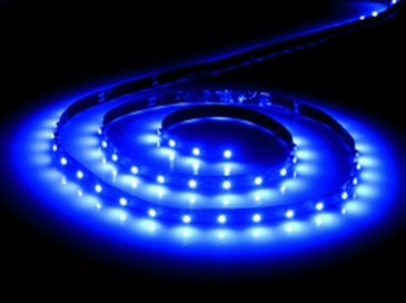 1m Flexible Blue LED Strip Light (single color). This is an Aurora Lighting single color (blue) LED strip light, with a self adhesive backing, ideal for installation in displays, pelmets, signs, etc. 1m Flexible Blue LED Strip Light (single color)