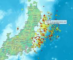 Animated map of 300+ Japan earthquake aftershocks
