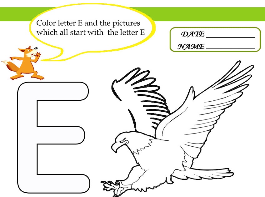 kids under 7 letter e worksheets and coloring pages a color with the letter e