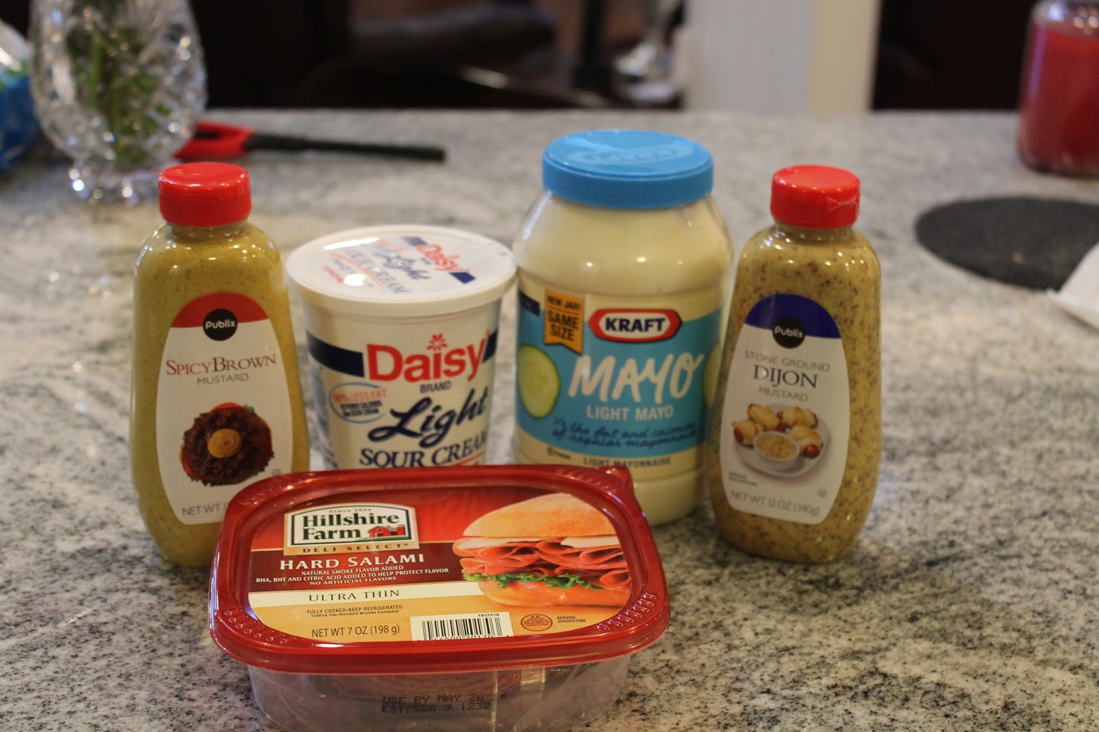 Dinner with the Grobmyers Salami Chips with Grainy Mustard Dip