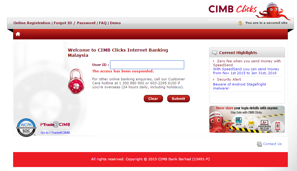 Masalah Tac Cimb Clicks Kena Block