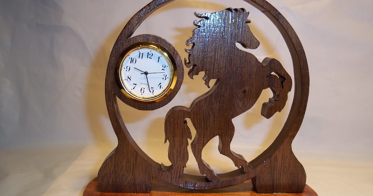 Back yard wood designs Horse Clock finished