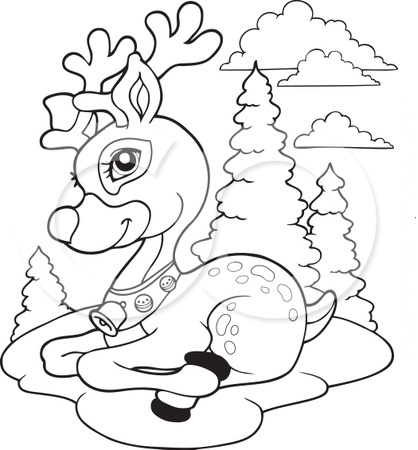 Rudolph Reindeer Coloring Page
