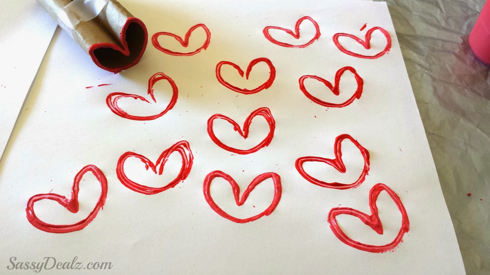 DIY Heart Stamp Using Toilet Paper Rolls (Kids Valentines Craft