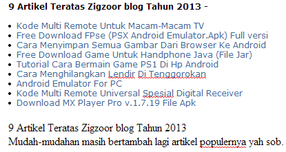 9 Artikel Teratas Zigzoor blog Tahun 2013 Populer post
