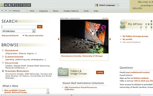 The home page of the digital library allows you to search the collections, as well as create your own collections.