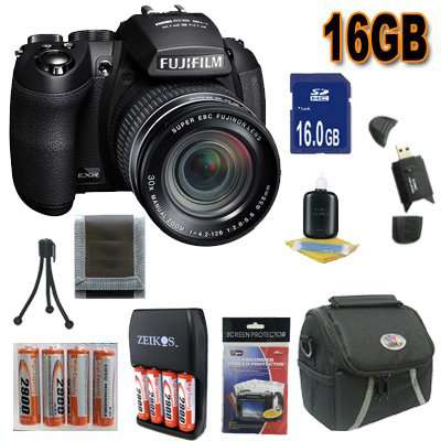 Fujifilm FinePix HS25EXR 16 MP Digital Camera Accessory Saver 16GB NiMH Battery/Rapid Charger Bundle !!! (Black)