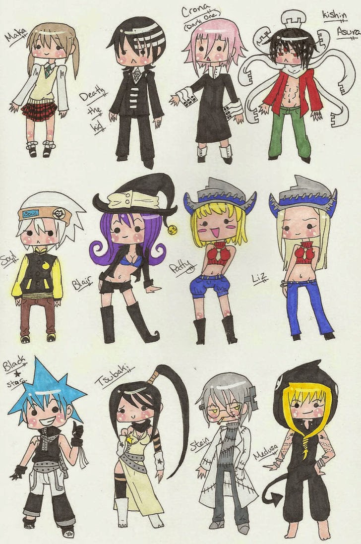 Soul Eater Anime & Manga: Chibi Prints | Soul, Maka, Death the Kid, Black  Star Tsubaki, Liz and Patty
