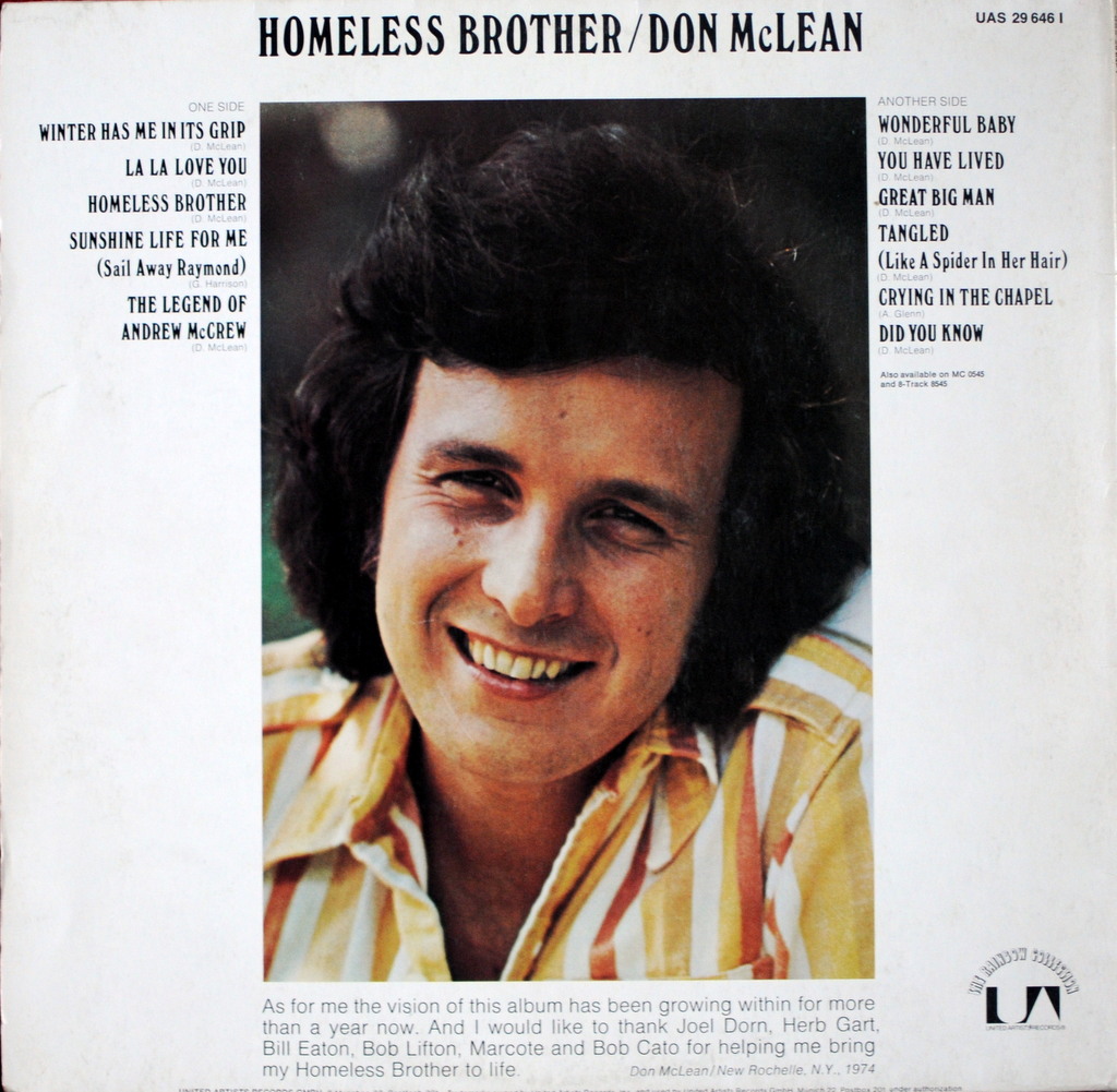 Vinyl Philosophy Vinyl Feature Don Mclean Homeless Brother