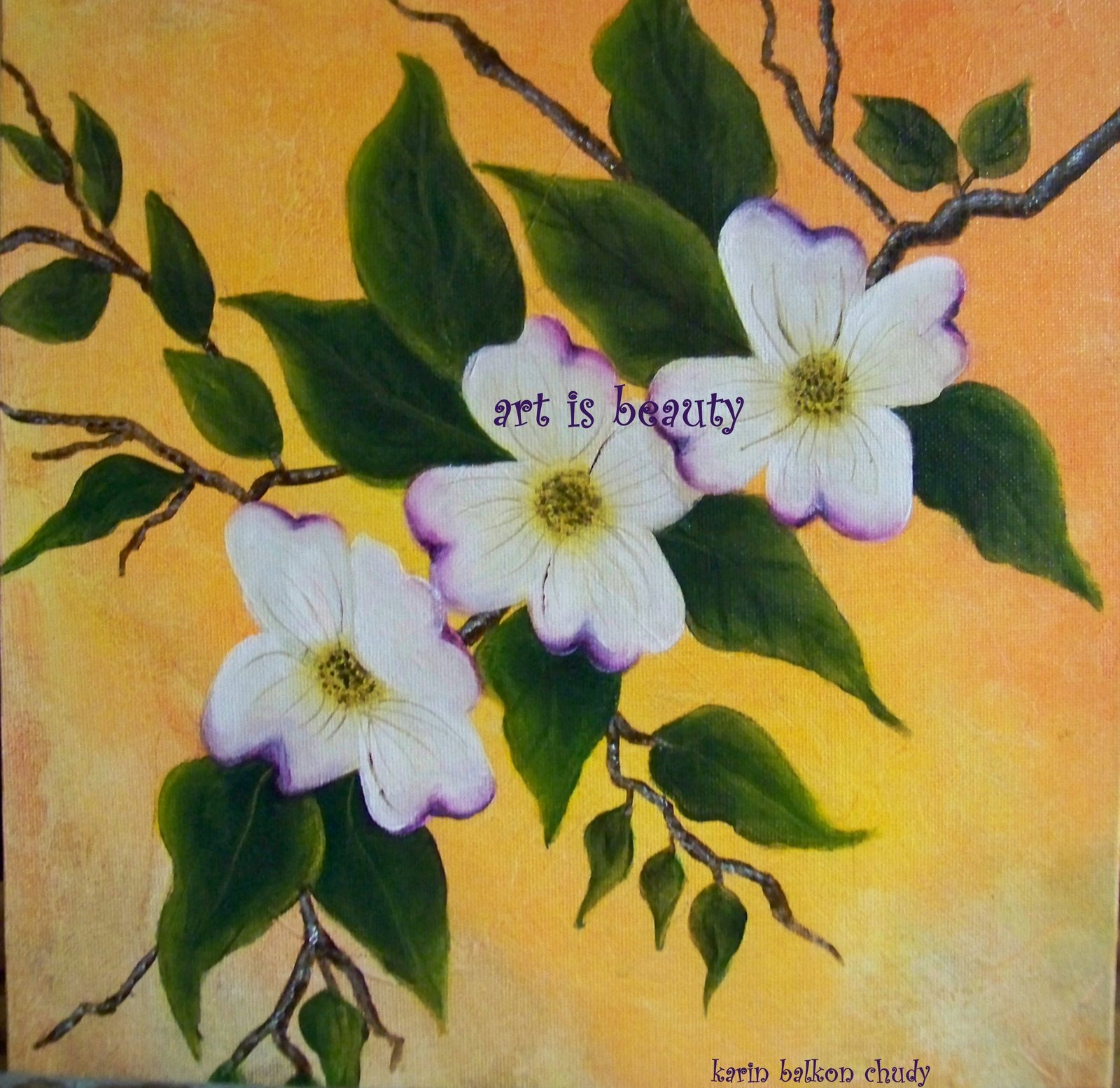 ART IS BEAUTY 3 flowered Dogwood painting
