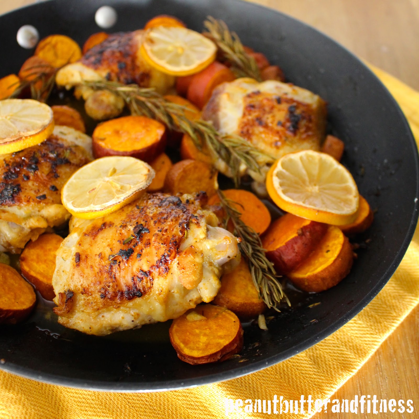 Rosemary Lemon Chicken and Sweet Potato Skillet with Asparagus Peanut