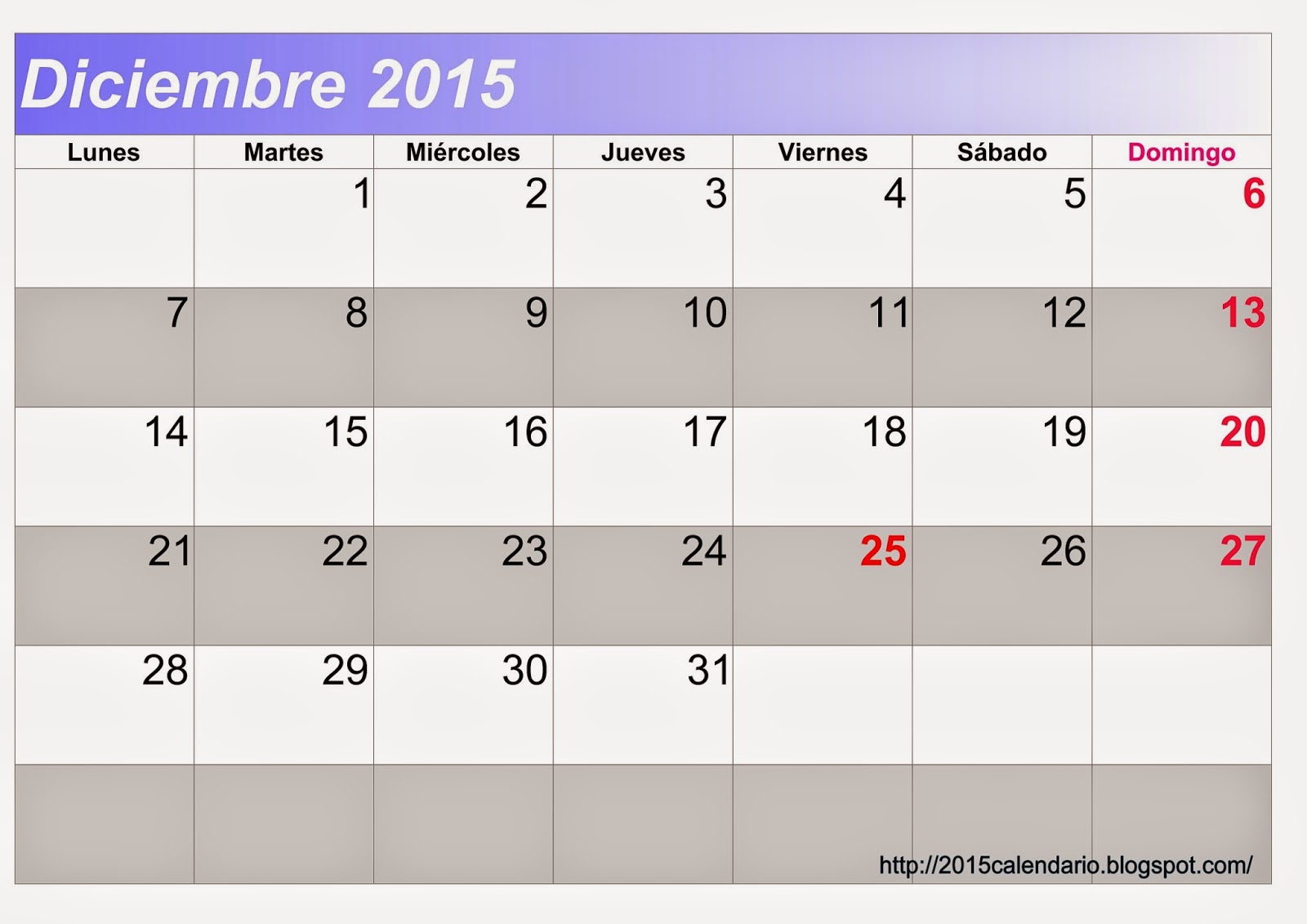 imprimir calendario 2015