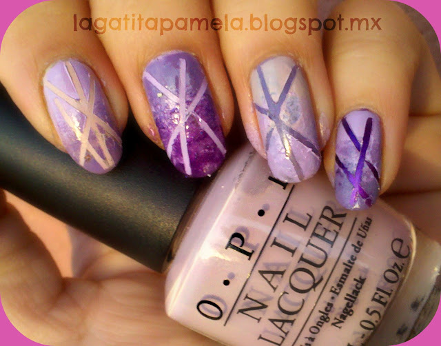 purple tape mani