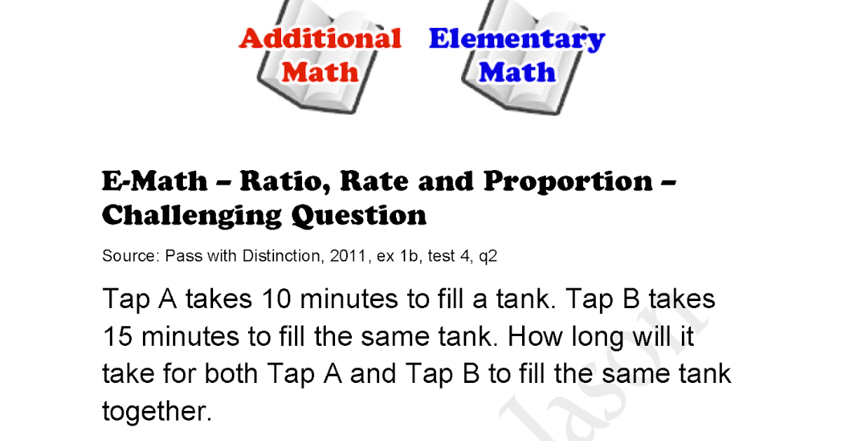 E-Math - Ratio Rate and Proportion - Challenging Question | Singapore