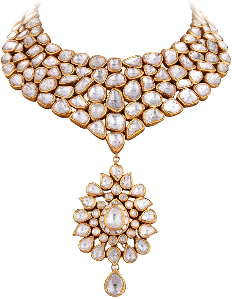 Entice Taraash Full Kundan Polki Necklace with a Pearshaped Drop