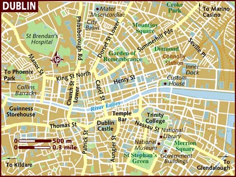 City map Dublin Ireland