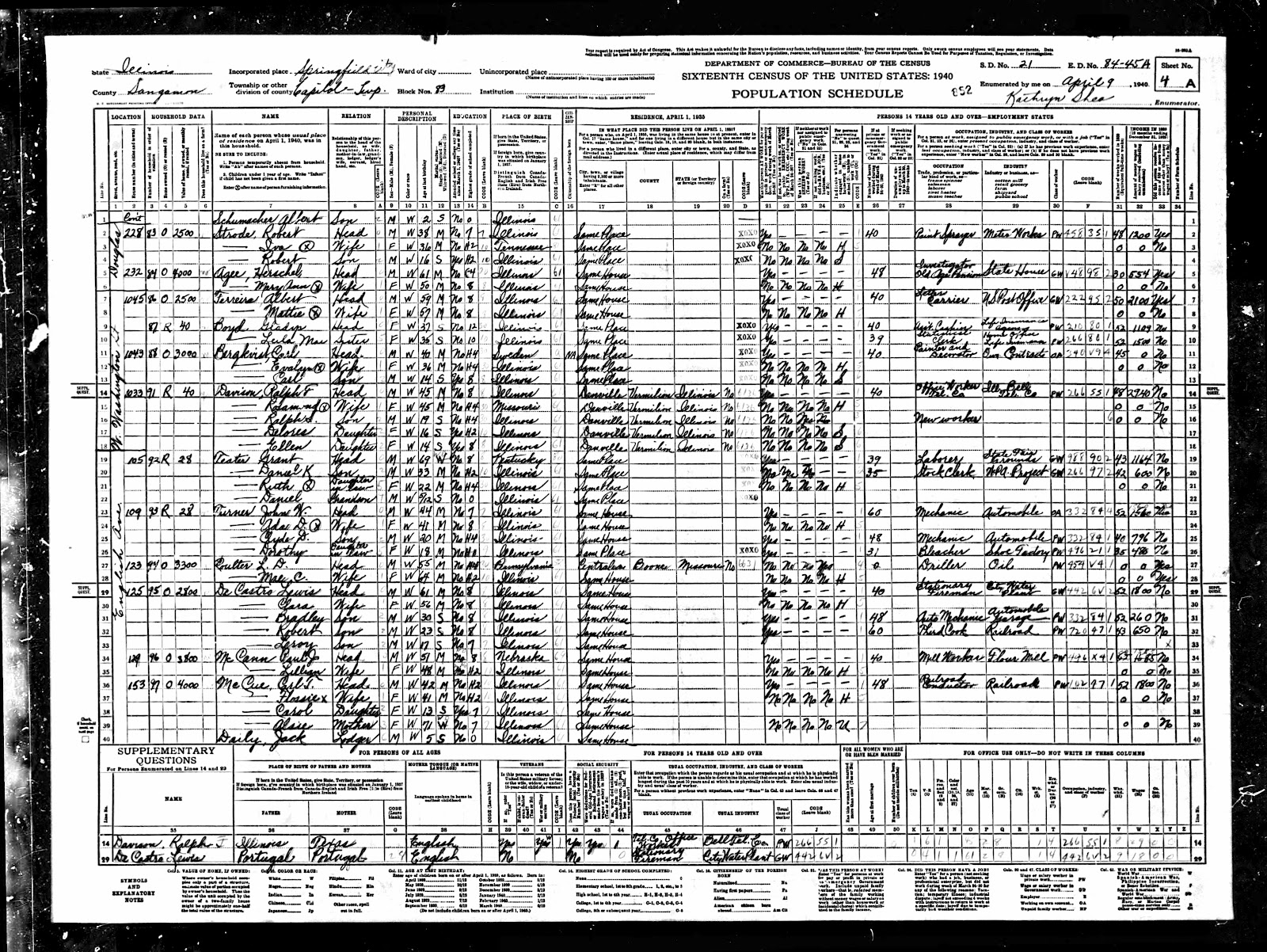 the enumerator visited the house on april 9 1940 and spoke to my grandmother rosamond davison who was then 45 my grandfather ralph f davison was also the enumerator visited the house on april 9 1940 and spoke to my grandmother rosamond davison who was then 45 my grandfather ralph f davison was also